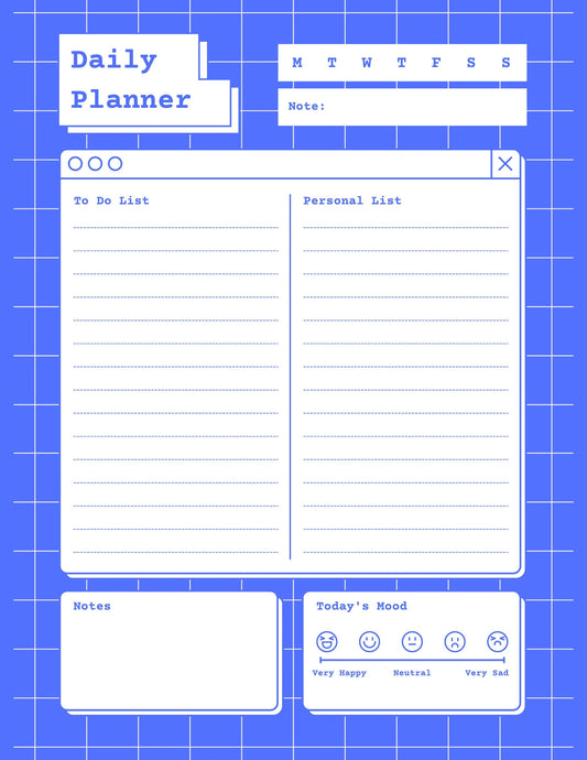 Blue Daily Digital Planner