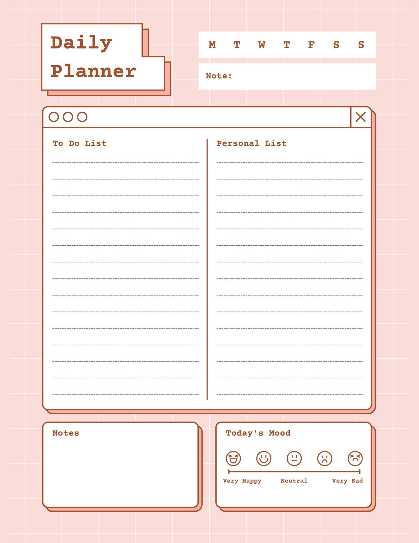 Pink Digital Daily Planner